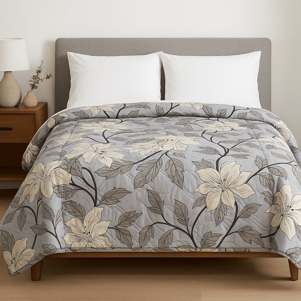 Premium Reversible Comforter | Soft, Lightweight & All - Season Quilt for Double | Warm Grey - Shopurneeds