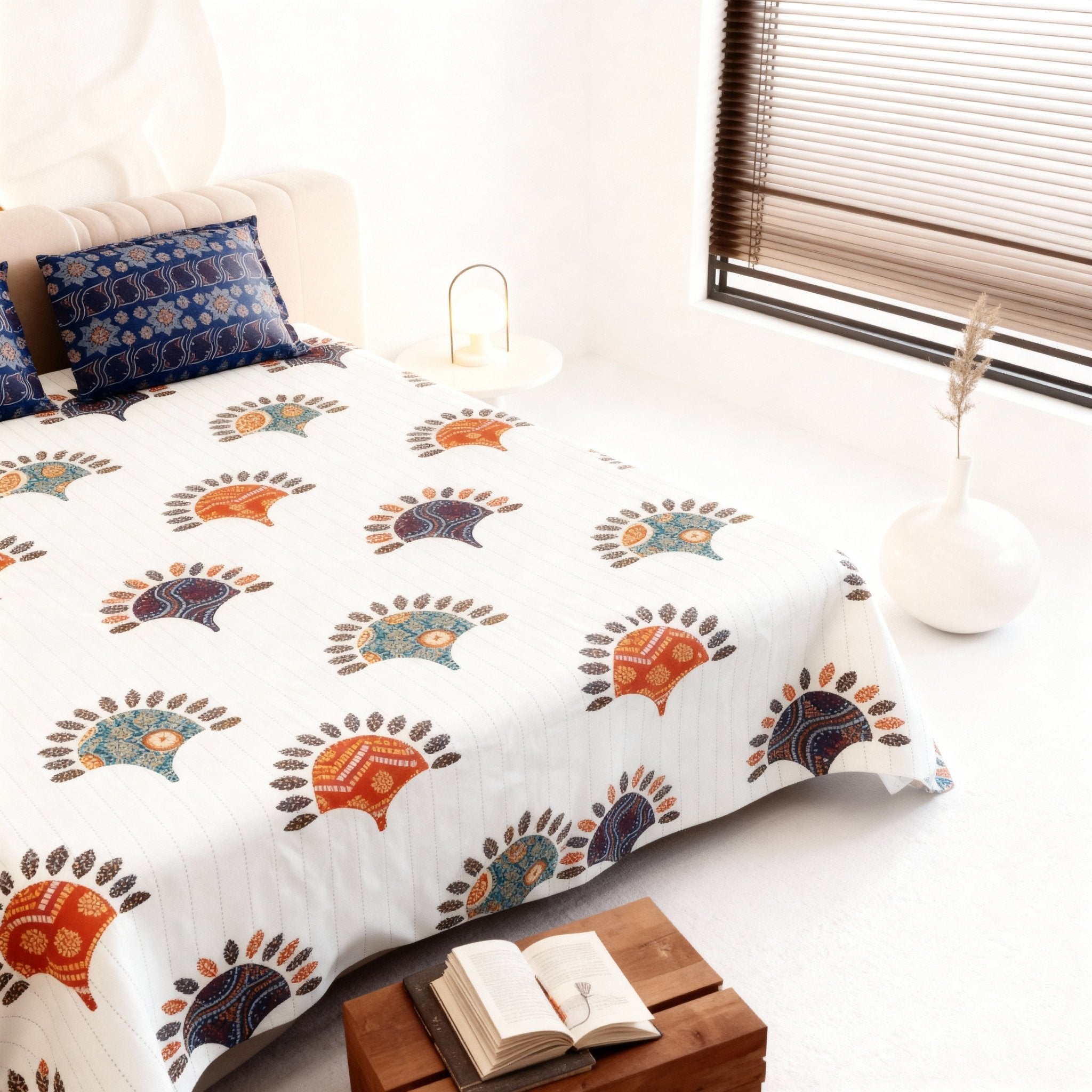 Raj Gharana Jaipur Cotton Bedsheet | 100% Pure Cotton | King Size Bed Sheet with Pillow Covers | Jaipur Print - Shopurneeds