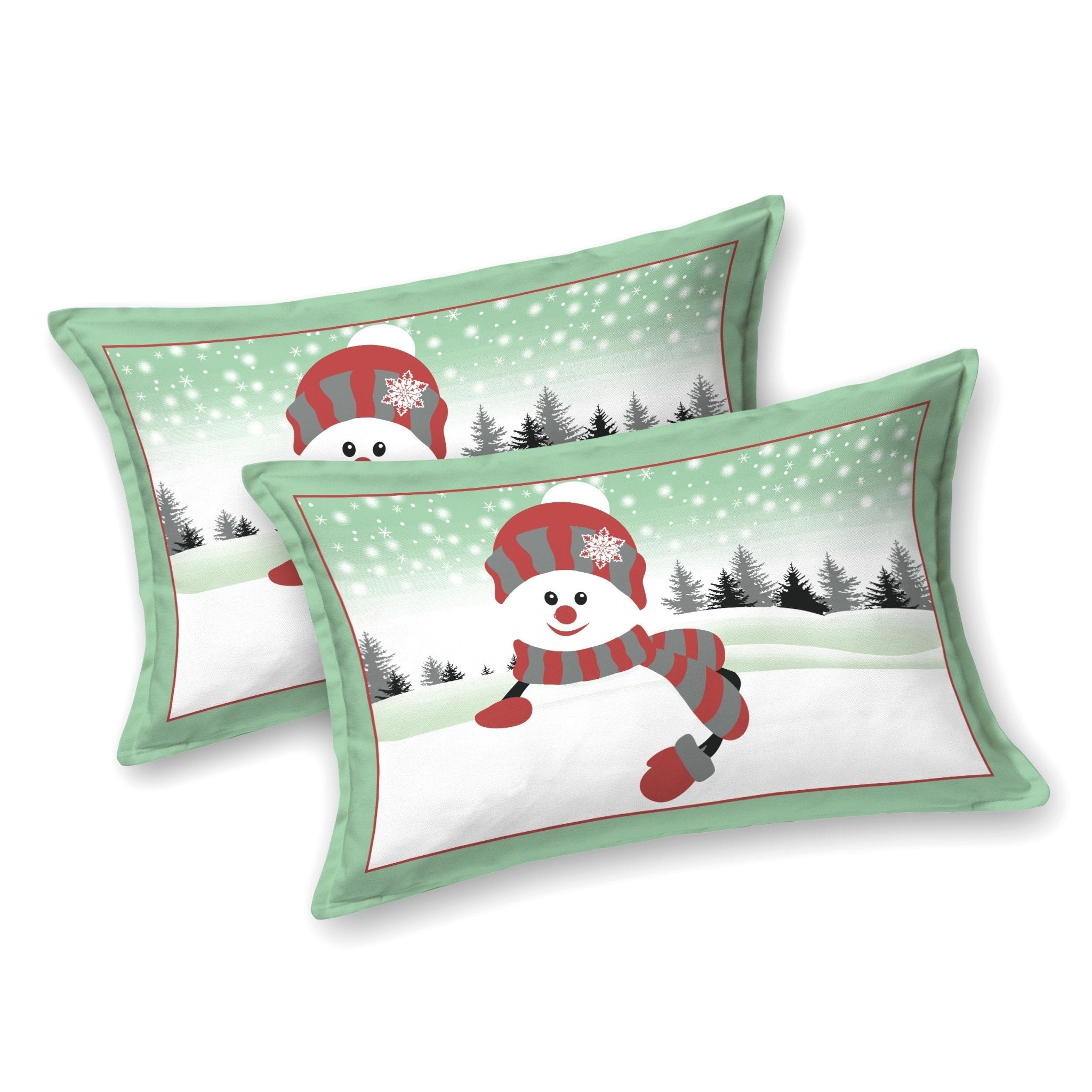 Raj Gharana Jaipur Cotton Bedsheet | 100% Pure Cotton | Premium Handblock Printed King Size Bed Sheet with Pillow Covers | Snowman Green - Shopurneeds