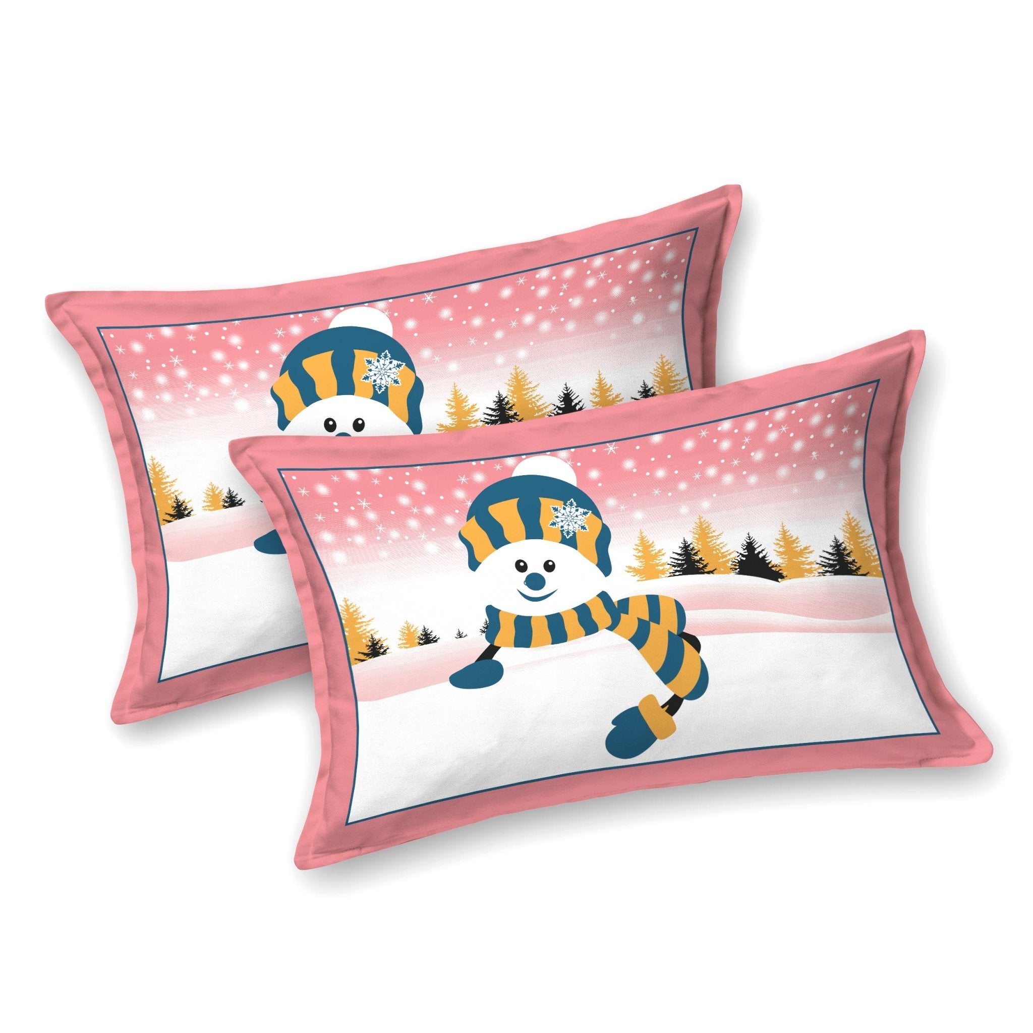 Raj Gharana Jaipur Cotton Bedsheet | 100% Pure Cotton | Premium Handblock Printed King Size Bed Sheet with Pillow Covers | Snowman Red - Shopurneeds